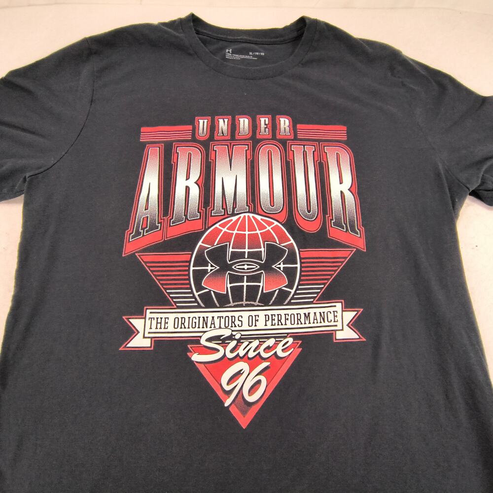 Under Armour Originators of Performance Crew Neck T Shirt Mens Size XL Black Red